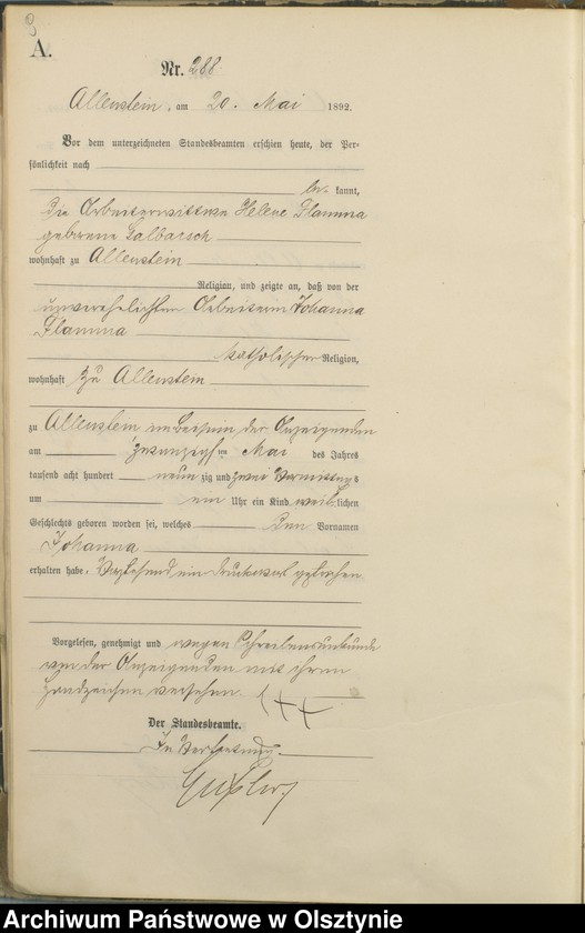 image.from.unit.number "Geburts-Haupt-Register Tom II,Nr 281 - 560"