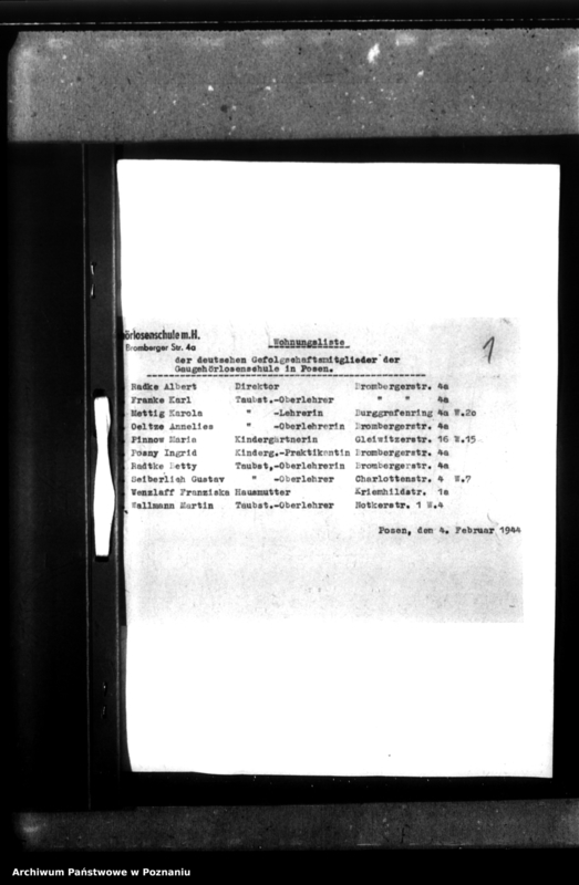 Obraz 5 z jednostki "Listy personelu niemieckiego i polskiego szkoły według stanu na 4 II 1944 r]."