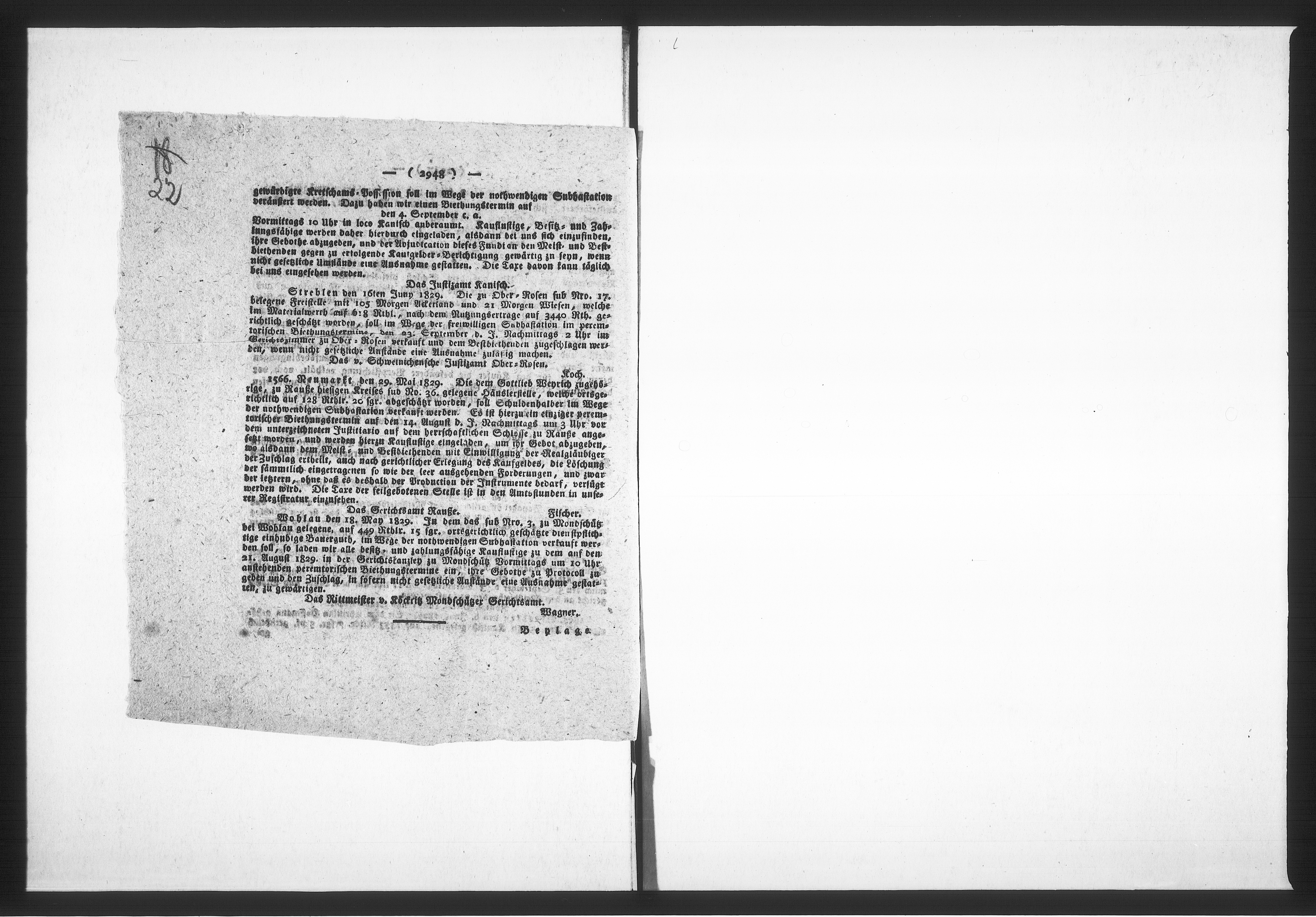 Obraz 18 z jednostki "Acta betreffend die Verpachtung des städtischen Gasthauses zum weissen Ross und der Viehmarkt Auftriebs-Gelder. Vol. II de anno 1829 bis 1852"