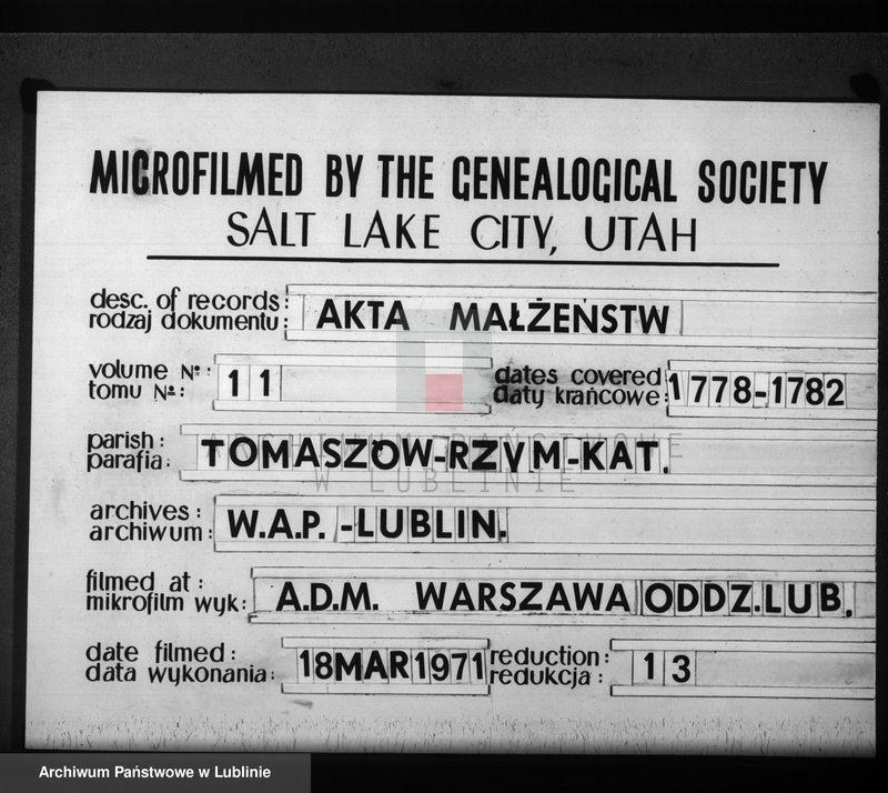 Obraz 16 z jednostki "Metrica copulatorum pro oppido Tomaszów et villis"