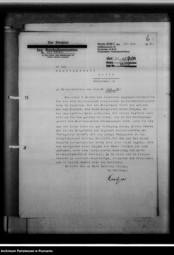 Obraz 10 z jednostki "Verzeichnis der, in der Sippenstelle der Regierungs des Generalgouvernements aufbewahrten Personenstandsbücher [wykaz, korespondencja]"