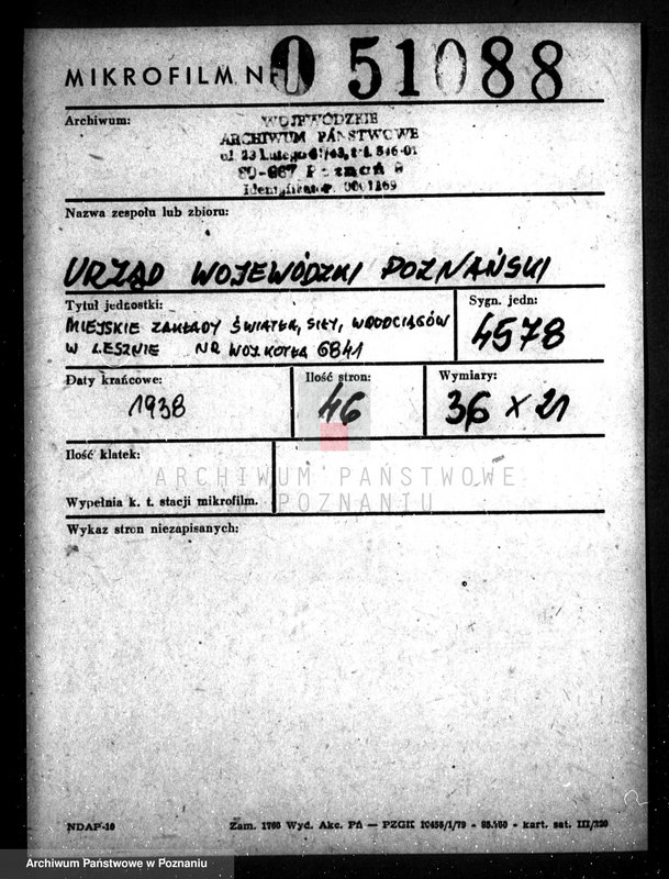 Obraz 2 z jednostki "Miejskie Zakłady Światła, Siły i Wodociągów w Lesznie nr woj. kotła 6841"