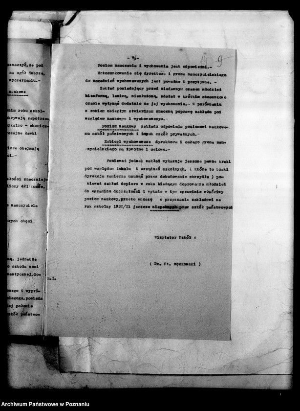 Obraz 18 z jednostki "Wielkopolskie Gimnazjum Koedukacyjne Czajkowskiego - Poznań [sprawozdania z wizytacji i sprawozdania roczne szkoły]"