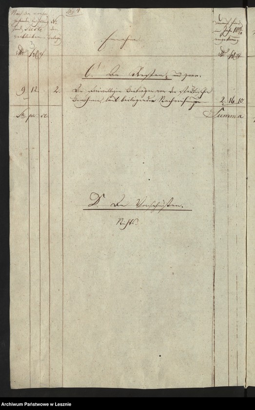 Obraz 6 z jednostki "[Rechnung über Einnahme und Ausgabe bei der Armenanstaltkasse der Stadt Lissa]"