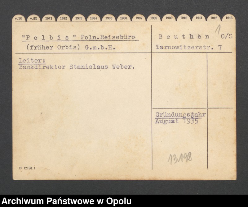 Obraz 3 z jednostki ""Polbis" Polnische Reisebüro (früher Orbis) G.m.b.H Beuthen"