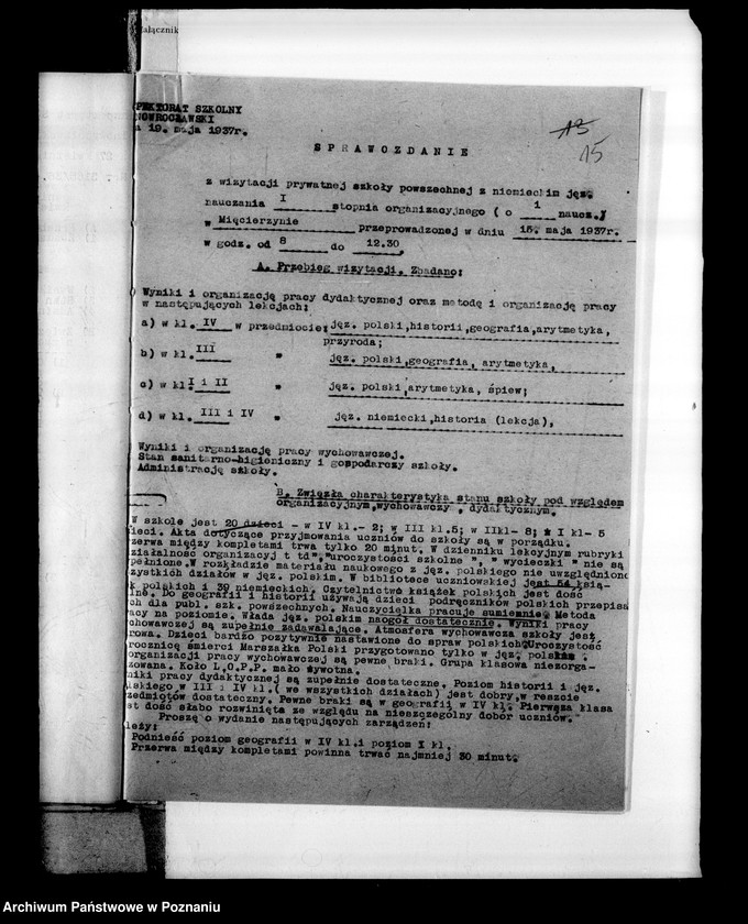 Obraz 19 z jednostki "Prywatna Szkoła Powszechna z niemieckim językiem nauczania w Mięcierzynie powiat Żnin"