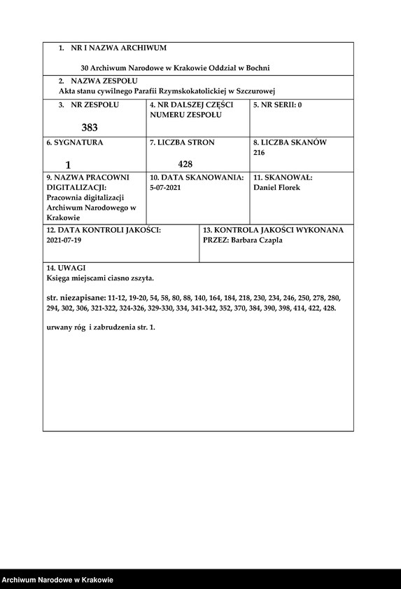 image.from.unit.number "Księga urodzeń parafii Szczurowa"