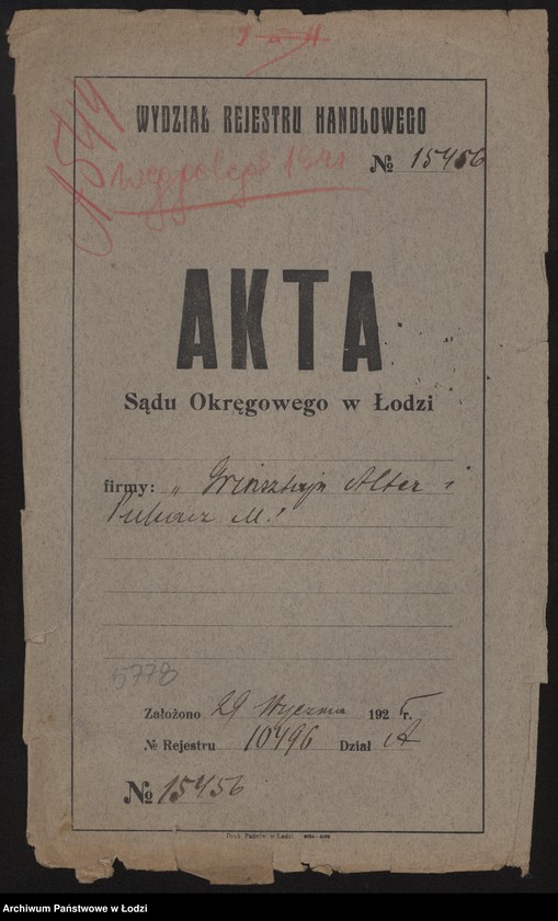 Obraz 3 z jednostki "Grinsztajn, Alter i Pukacz – wyrób i sprzedaż towarów wełnianych i półwełnianych"