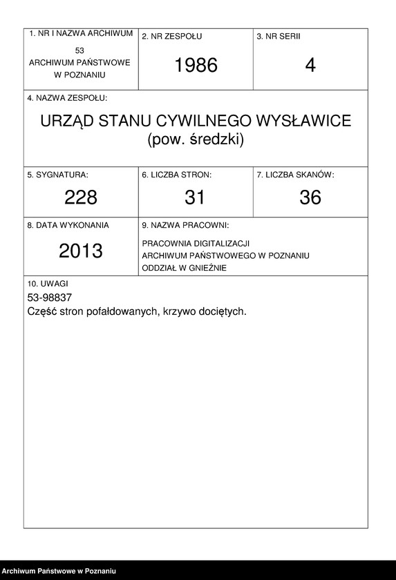 Obraz 1 z jednostki "Sterbe-Neben-Register"