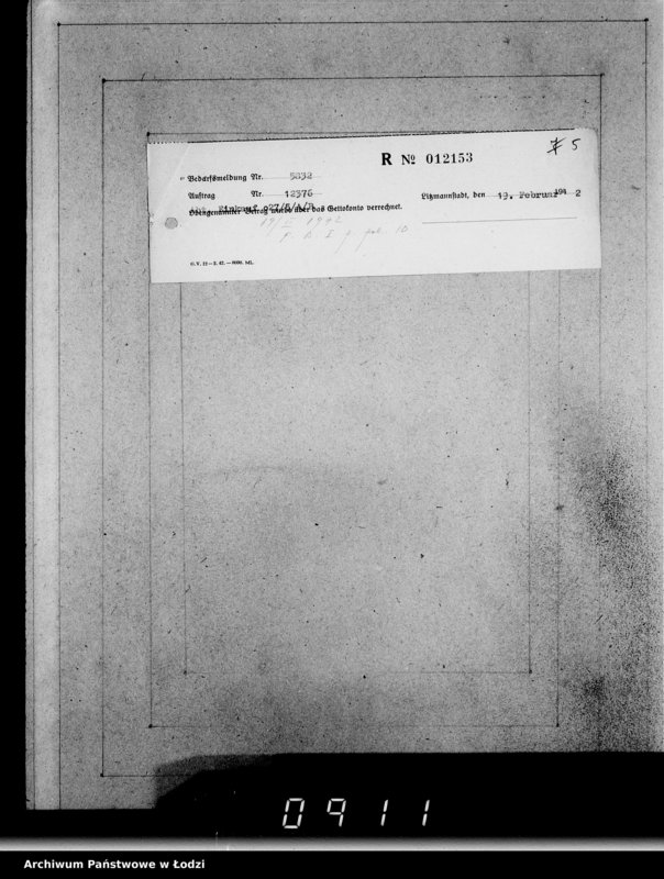 Obraz 9 z jednostki "Aufträge [Lieferscheinen und Rechnungen] 12321-12376 Lebensmitteleinkauf 5/Mü [Dostawa żywności dla Getta i dla obozu cygańskiego]"