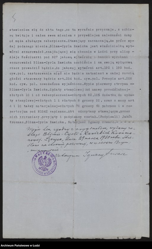 image.from.unit.number "Blima Cyrla Kronmanowa- ręczny wyrób sznurowadeł"