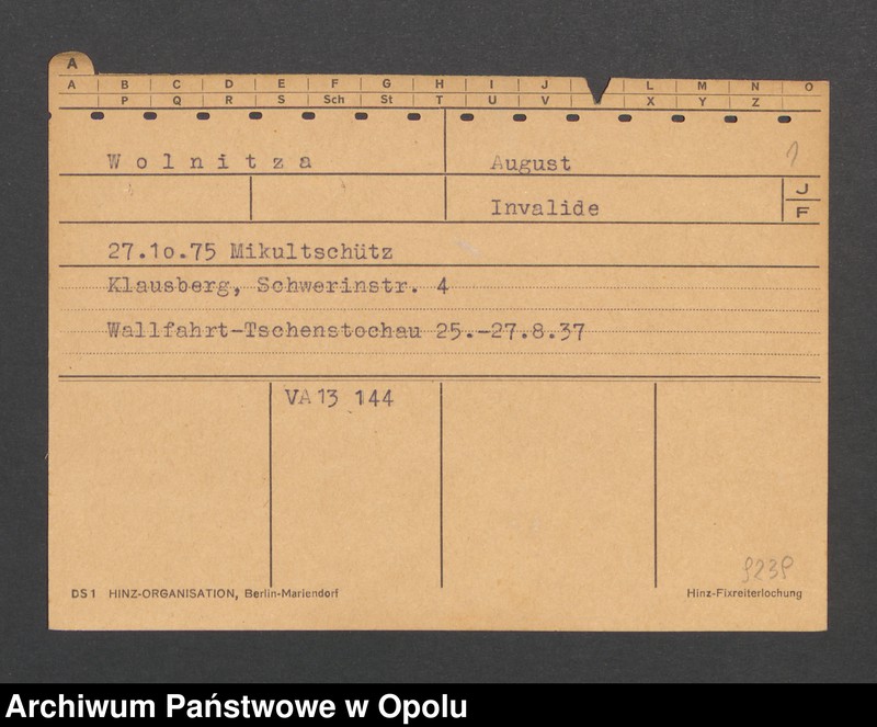 Obraz 3 z jednostki "[Wolnitza August, ur. 27.10.1875 Mikultschütz]"