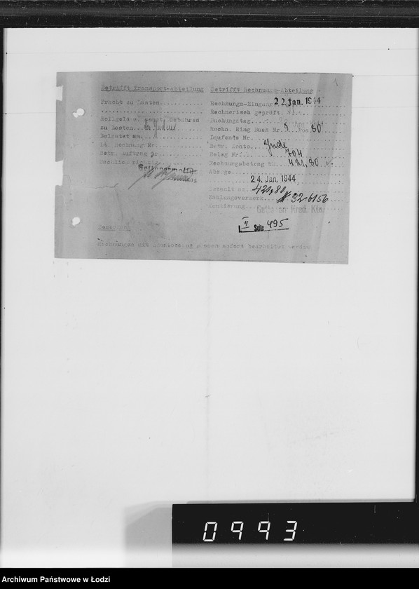 Obraz 5 z jednostki "Theodor Oelke [rachunki za dostawy towarów dla Getta]"