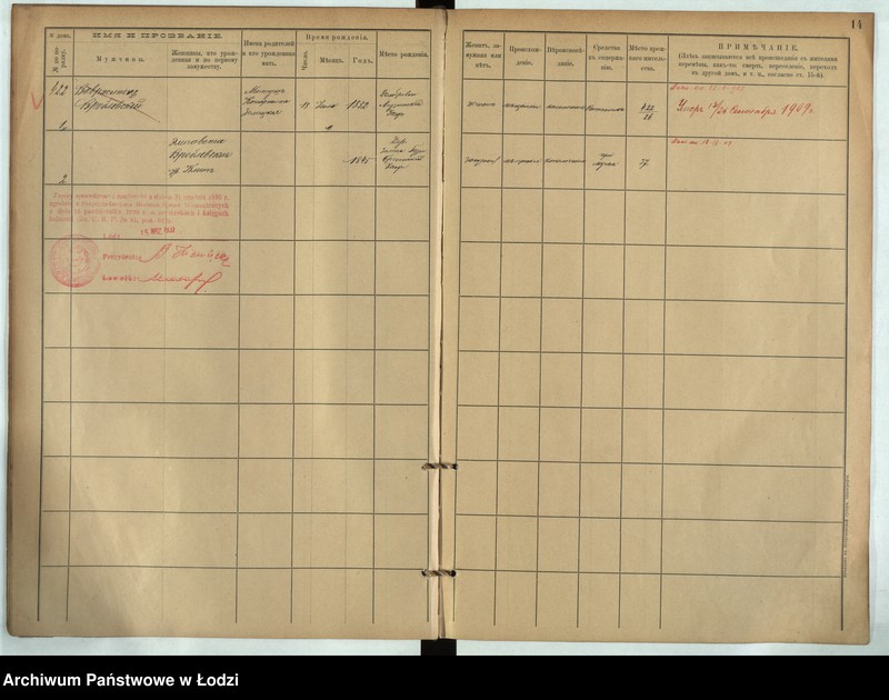 Obraz 12 z jednostki "[Księga ludności stałej m. Łodzi guberni piotrkowskiej nr domu 422-425]"