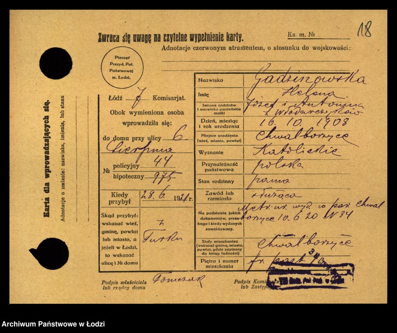 Obraz 20 z jednostki "[Spis ludności Łodzi] Gadułka - Gajewski"