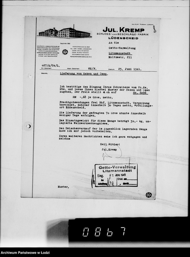 Obraz 12 z jednostki "Kriegsauftrag SS 5124-119-7-304843 13.510 Schutzmäntel f. Kraftfahrer K-Z 6"