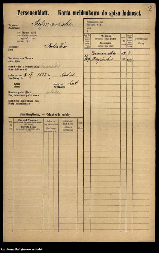 Obraz 9 z jednostki "[Spis ludności Łodzi] Sudzińska-Sumora"