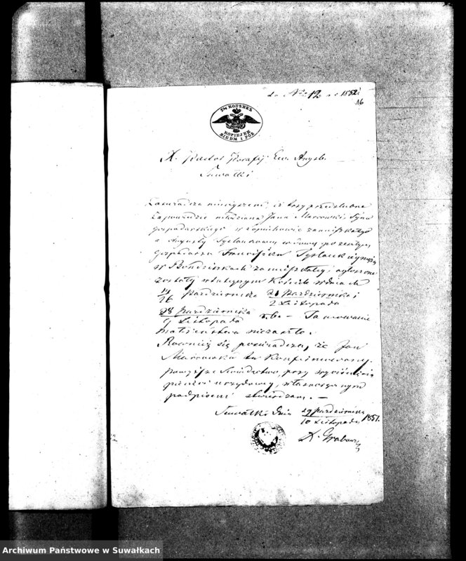 image.from.unit.number "Dowody do Aktów Małżeństw Parafij Ewangelickiej Wiżayny za rok 1852."