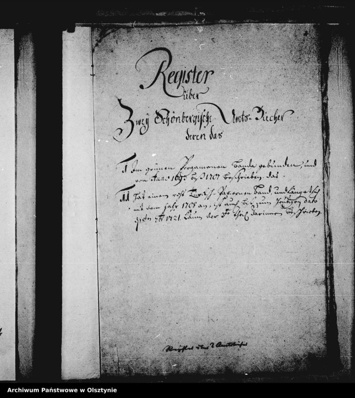 image.from.unit.number "Register über zwei Schönbergische Ambtsbücher von 1693-1671 und Specyfication der im Ambte vorhandenen Acten von 1705-1721 und 9 Rescripta"