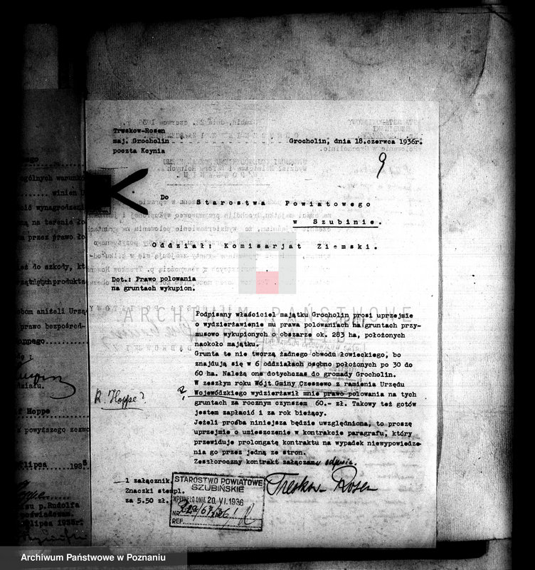 Obraz 13 z jednostki "/Majątek Grocholin prawo polowania na gruntach wykupionych/"