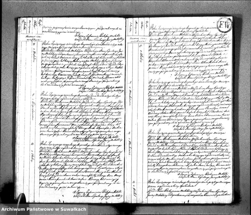 Obraz 5 z jednostki "Księgo Aktów Zeyscia Urzędnika Stanu Cywilnego Gminy Metelskiey Powiatu Seyneńskiego Departamentu Łomżyńskiego od 1-go Stycznia Tysiąc Osimset Trzynastego Roku 1813"