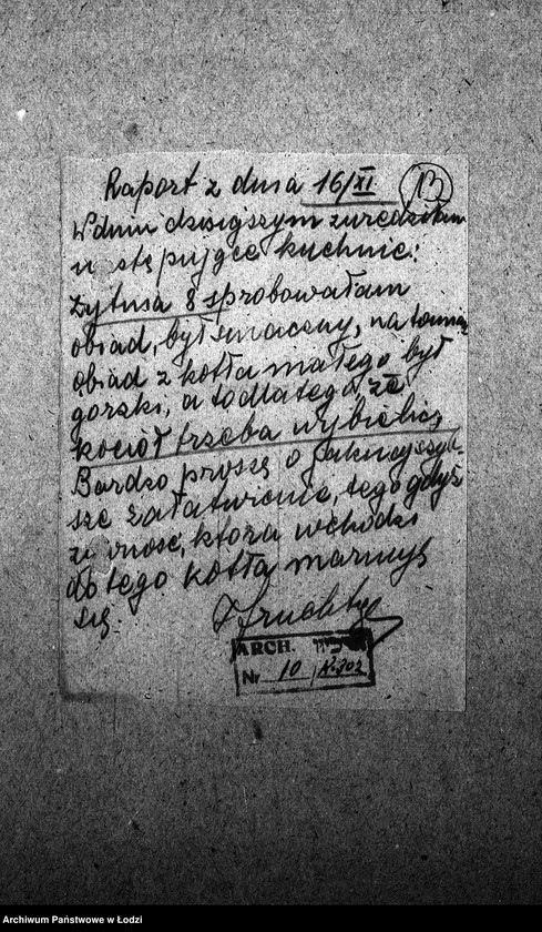 Obraz 16 z jednostki "[Kuchnia nr 302, ul. Żytnia 8. Kuchnia, ul. Żytnia 20. Działalność kuchni, personel, konsumenci, kontrole]"