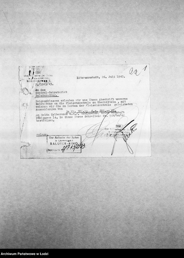 Obraz 4 z jednostki "[Korespondencja PSŻ z wydziałami i resortami getta w różnych sprawach]"