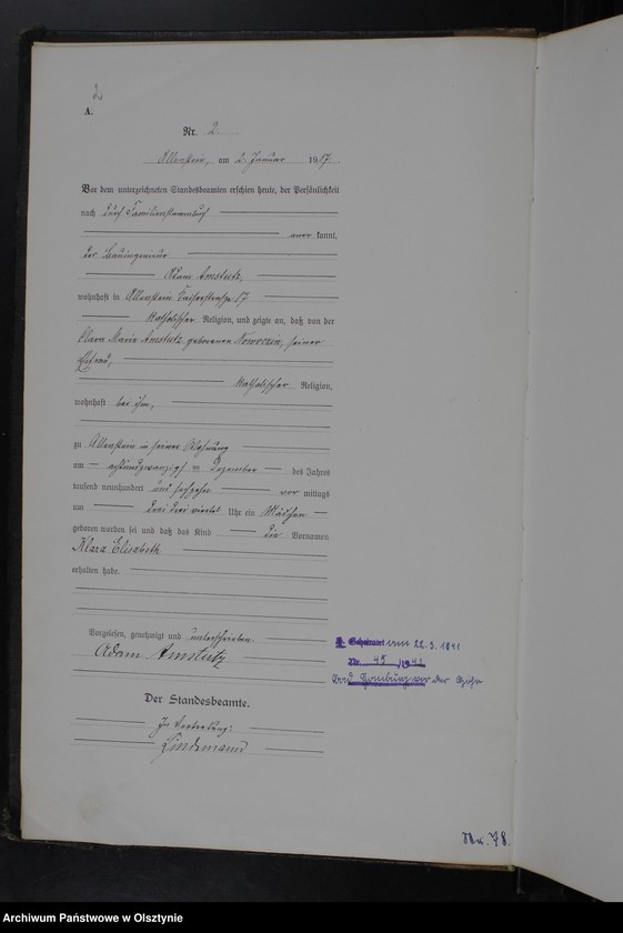 image.from.unit.number "Geburts-Haupt-Register Tom I, Nr 1-599"