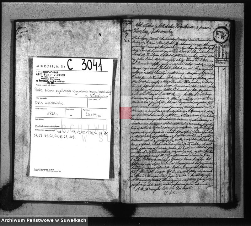 image.from.unit.number "Akta zaślubionych gminy wiżańskiey obwodu seyneńskiego, w województwie augustowskim od dnia 1-go stycznia do dnia ostatniego grudnia 1821 roku"