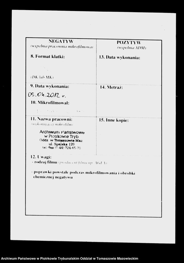 image.from.unit.number "Księga Ludności miasta Tomaszowa Mazowieckiego od nr 1 do nr 259"