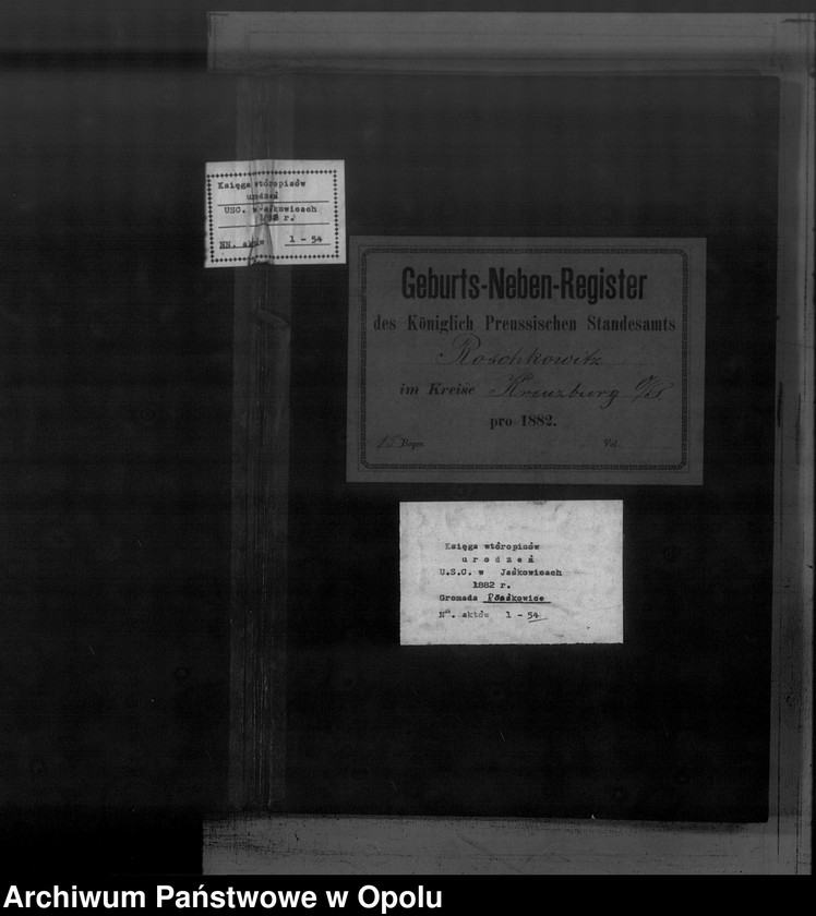 image.from.unit.number "Geburts-Neben-Register Standesamts Roschkowitz pro 1882"