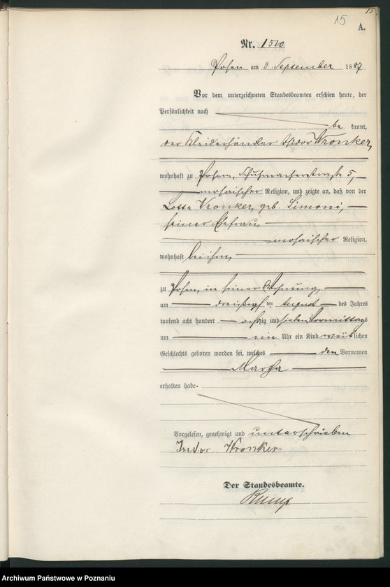 Obraz 18 z jednostki "Księga urodzeń t. IV"