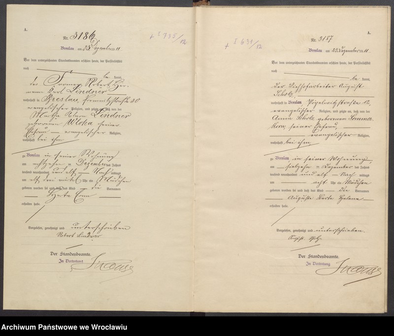 image.from.unit.number "Geburts-Haupt-Register Breslau I 1911 Band 9"