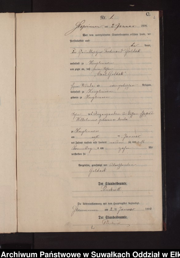 image.from.unit.number "Sterbe-Neben-Register des Preussischen Standes-Amtes Stasswinnen Kreis Lötzen"