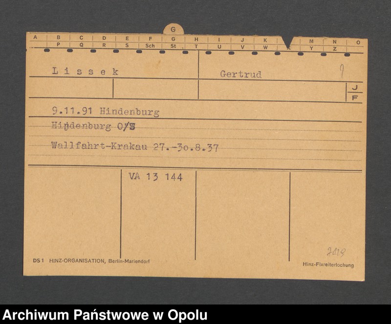Obraz 3 z jednostki "[Lissek Gertrud, ur. 9.11.1891 r. Hindenburg]"