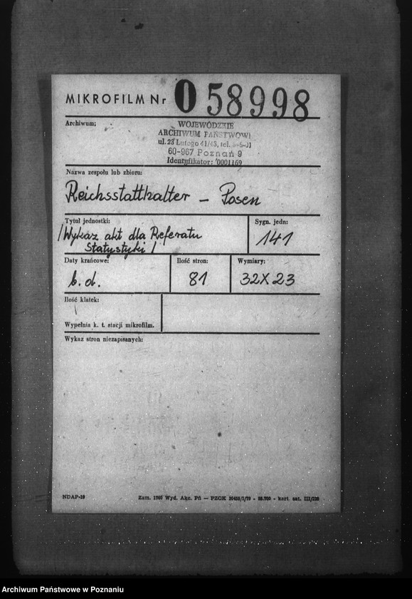 Obraz 2 z jednostki "Wykaz akt dla Referatu Statystyki"