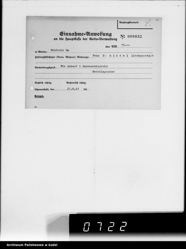 Obraz 18 z jednostki "Einnahme Anweisungen Sonderkonto"