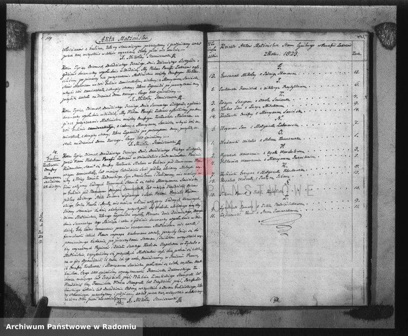 image.from.unit.number "Akta Stanu Cywilnego Parafii Zakrzów Małżeństw, Urodzeń i Zejścia na Rok 1823"