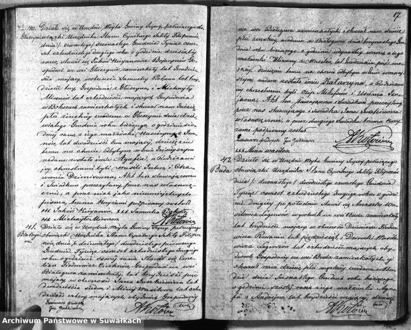 image.from.unit.number "Duplikat akt Urzednika Stanu Cywilnego Sekty Filiponów Gminy Seywy za 1842 rok"