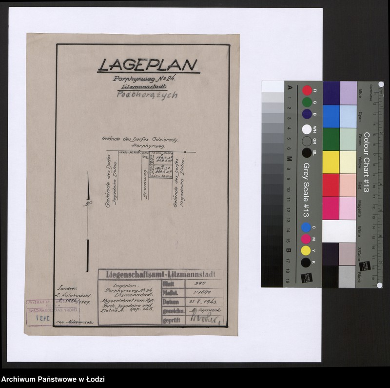 Obraz 1 z jednostki "Lageplan Porphyrweg Nr 24 Litzmannstadt"