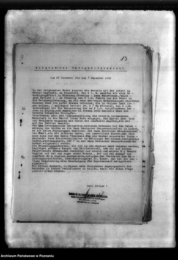 Obraz 16 z jednostki "Akten betr. Fätigkeits- und Fahrt berichte der Zweigrtelle Londreh (Łódź)"