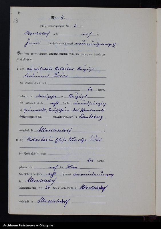 image.from.unit.number "Heiraths-Neben-Register Nr 1 - 9 [ Księga małżeństw - wtóropis ]"