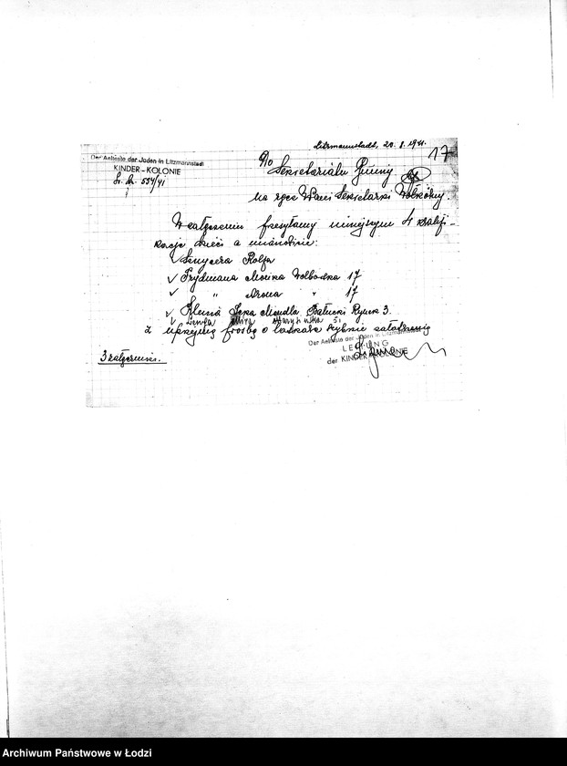 Obraz 20 z jednostki "[Korespondencja resortów i osób prywatnych w sprawie pomocy materialnej i lekarskiej dla starych i chorych mieszkańców getta]"