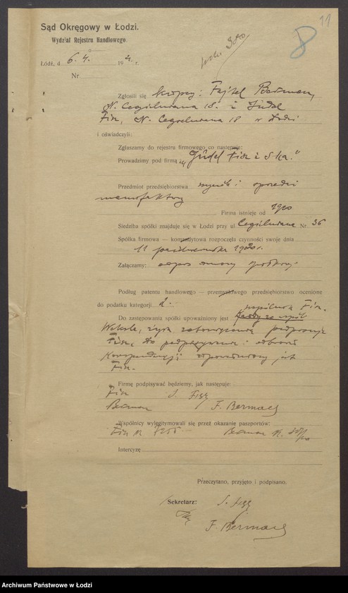 Obraz 13 z jednostki "Judel Fisz, Fajtel Berman- Judel Fisz i S-ka- wyrób i sprzedaż manufaktury"