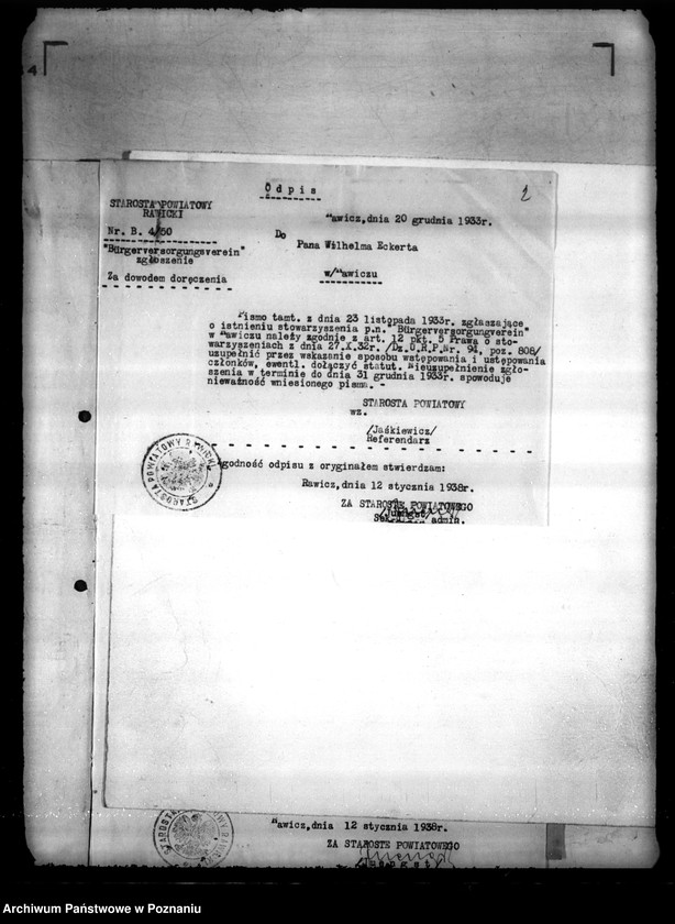 Obraz 6 z jednostki "/Burgerversorgungsverein w Rawiczu/"