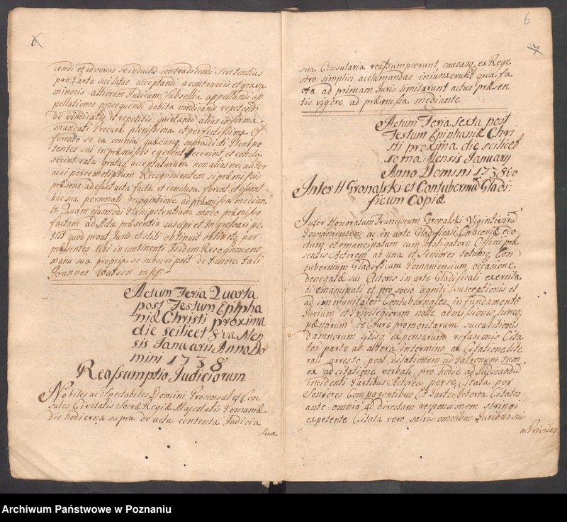 Obraz 8 z jednostki "Liber actorum officii consularis civitatis Posnaniae.  Protocollum anni 1738, tum 1739 et 1740."