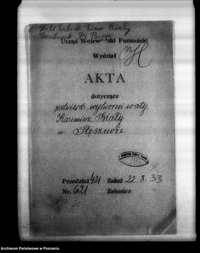 Obraz 4 z jednostki "Zatwierdzenie wytwórni waty K. Biały w Stęszewie powiat poznański"