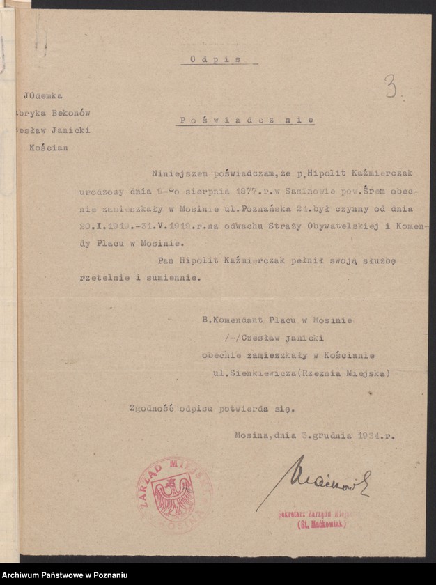 Obraz 6 z jednostki "Mosina, powiat Śrem - akta koła."