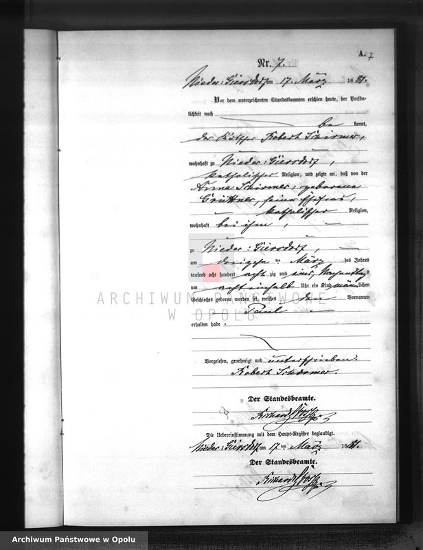 Obraz 10 z jednostki "Geburts-Neben-Register Standesamts Hohen-Giersdorf pro 1881"