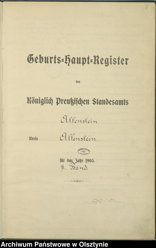 image.from.unit.number "Geburts-Haupt-Register Tom II, Nr 399 - 722"